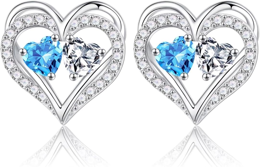 Iefil Valentines Day Gifts for Her - 925 Sterling Silver Birthstone Earrings, Anniversary Birthday Gifts for Women Wife Girlfriend Mom