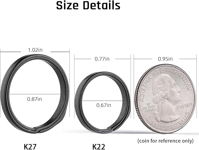 TISUR Titanium Key Ring,Elegant Quick Release Side Pushing Split Rings Kit for Keychains,Heavy Duty Keyring for Dog Tag