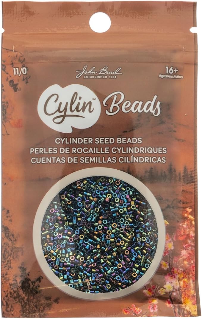 John Bead 25g Cylin Beads Black AB 11/0 Glass Cylindrical Seed Beads for Jewelry Bracelets Necklaces Earrings Making Embroidery Home Decor