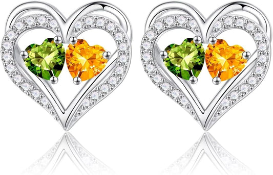 Iefil Valentines Day Gifts for Her - 925 Sterling Silver Birthstone Earrings, Anniversary Birthday Gifts for Women Wife Girlfriend Mom