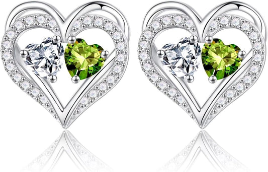 Iefil Valentines Day Gifts for Her - 925 Sterling Silver Birthstone Earrings, Anniversary Birthday Gifts for Women Wife Girlfriend Mom