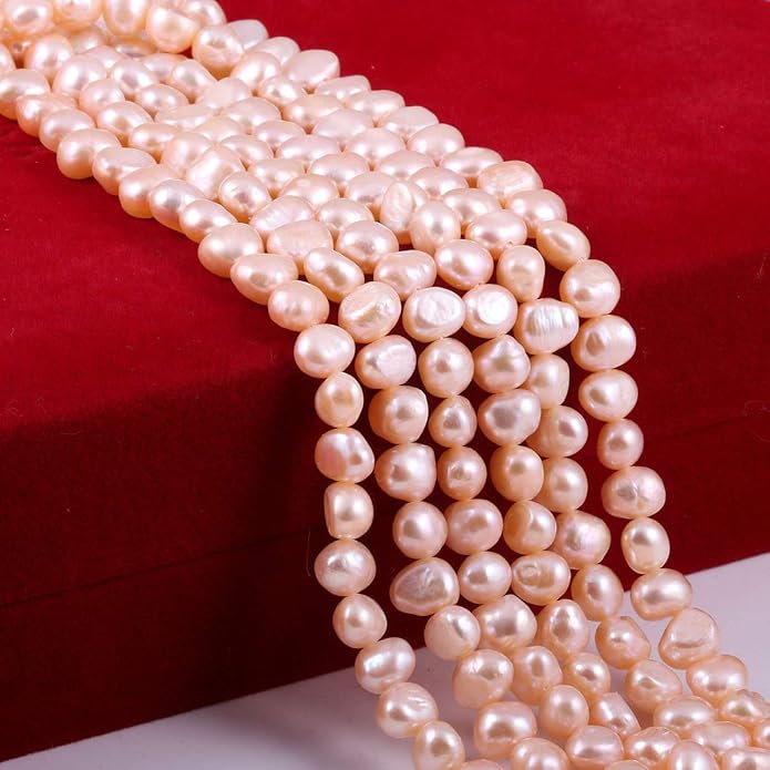 Natural Pearl, Natural Freshwater Cultured Pearls Beads Punch Loose Beads for DIY Jewelry Making Necklace Bracelet Women 14 Inches 2 Strands Pack
