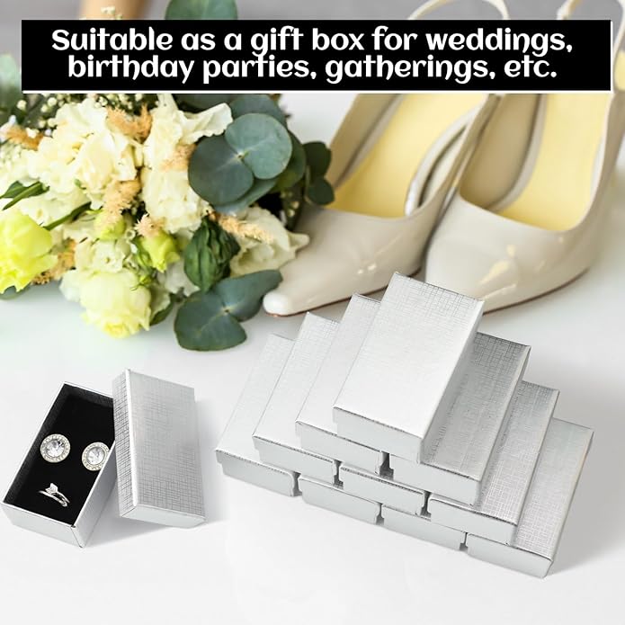 Tenceur 100 Pcs Valentines Jewelry Gift Boxes Bulk Kraft Jewelry Cardboard Box for Necklace Earring Bracelet Storage Package