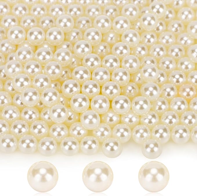 Suream Makeup Brush Beads with Luster, 8mm/0.31inch Round No Hole Faux Pearls for Table Scatter, Vase Filler, Wedding, Candle Centerpiece, DIY Craft, Christmas, Home Decor (1300PCS Ivory)