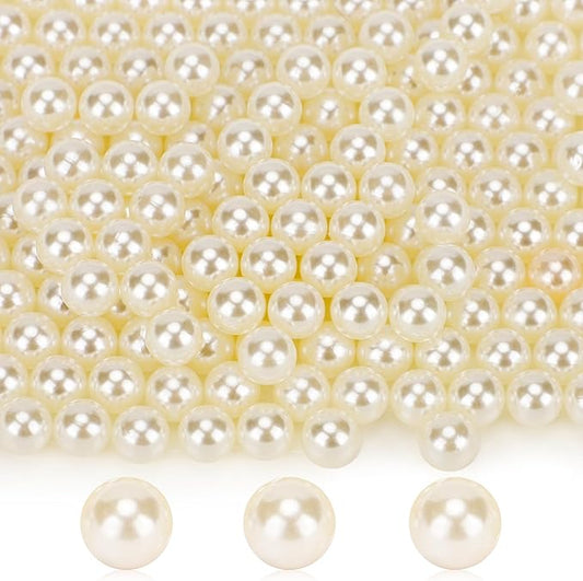 Suream Makeup Brush Beads with Luster, 8mm/0.31inch Round No Hole Faux Pearls for Table Scatter, Vase Filler, Wedding, Candle Centerpiece, DIY Craft, Christmas, Home Decor (1300PCS Ivory)