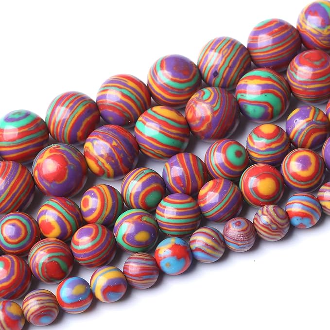 90PCS 8mm Purple Malachite Stone Beads Round Loose Gemstone Beads for Jewelry Making DIY Bracelet Necklace 32" 2 Strand,Energy Stone Healing Power