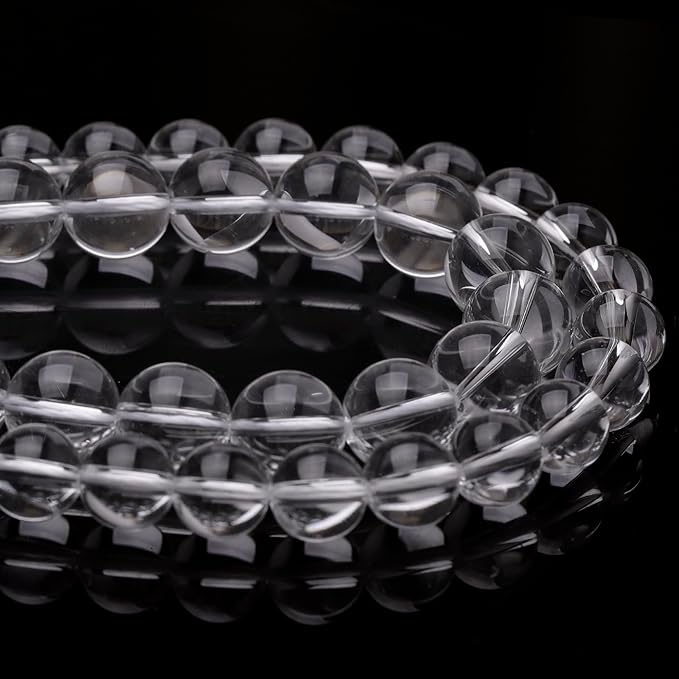 Natural Crystal Beads for Jewelry Making,6mm Clear Quartz Polished Smooth Round Gemstone Beads for Bracelet Necklace 15 Inch