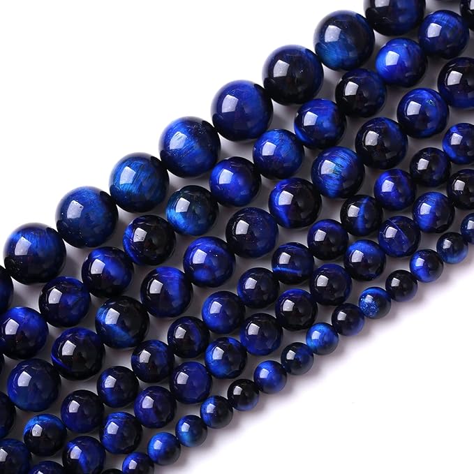 Natural Stone Lapis Blue Tiger Eye Beads Round Loose Spacer Beads for Jewelry Making DIY Bracelet Necklace 8mm 48pcs