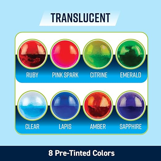 TotalBoat Translucent Colored UV Resin - Fast-Cure UV Resin Kit for Jewelry Making, Charms, Crafts, Casting, and DIY Art Projects - 8 Pre-Tinted Colors, 240g