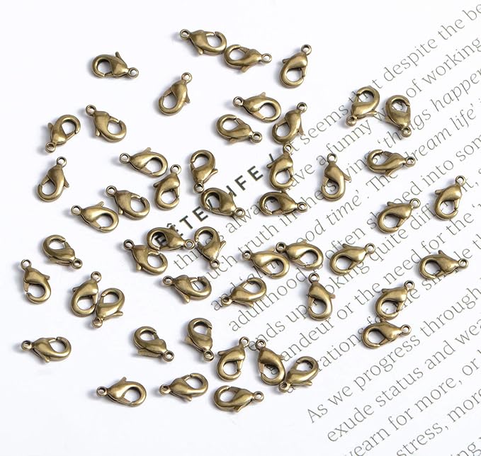AD Beads 50 Pieces Lobster Claws Clasps Plus 100 Pieces 5mm Match Color Open Jump Rings Suitable for Necklace Bracelets Jewelry (6x10mm, Bronze)