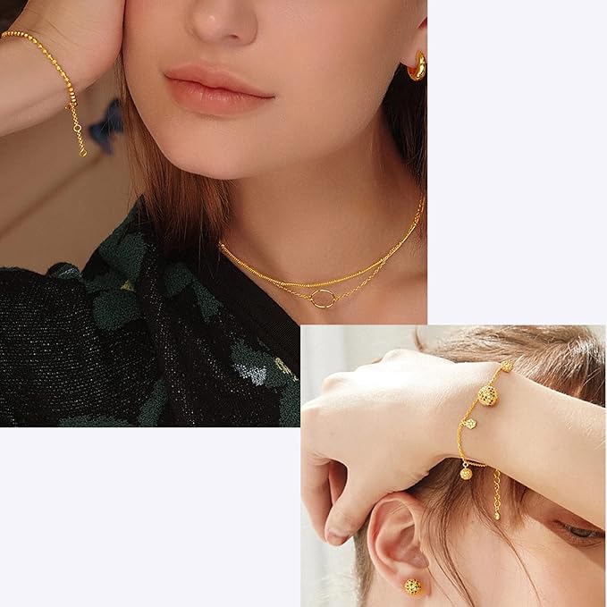 Ecoofor Gold Necklace Chains for Jewelry Making, 95.1 Feet 12 Rolls Jewelry Chains for DIY Necklace Bracelet Jewelry Making with Jump Rings/Lobster Clasps/Connectors