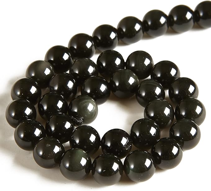 100pcs 8mm Black Obsidian Beads Natural Gemstone Beads Round Loose Beads for Jewelry Making