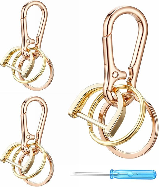 InnoHHustle 13 Pcs Key Chain Making Kit, Keychains Clips with Key Ring, Keys Ring Bulk, D Rings with Screwdriver for Home Car Keys, Crafts DIY Projects, Jewelry Making Supplies (Gold)