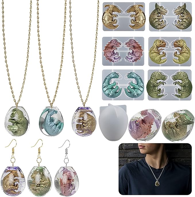 7 Pcs Dragon Shape Earring Molds Dragon Egg Silicone Wave Spiral Candle Mold - Silicone Resin Casting Molds for Candle & Resin & Soap Craft Supplie