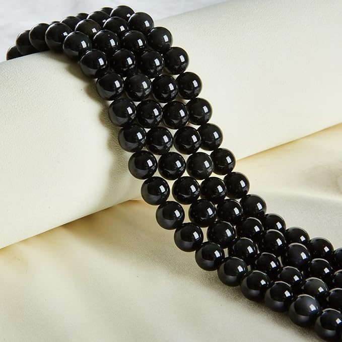 100pcs 6mm Black Obsidian Beads Natural Gemstone Beads Round Loose Beads for Jewelry Making