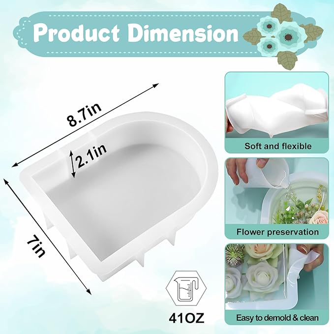Resin Molds Silicone,Epoxy Resin Casting Craft Mold for Flower Preservation Bookends DIY Art (Arch)