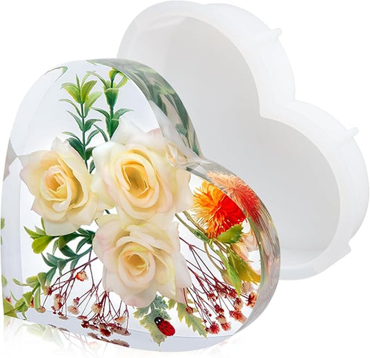 Resin Molds Silicone,Epoxy Resin Casting Craft Mold for Flower Preservation Bookends DIY Art (Heart)