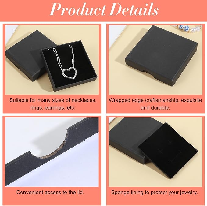4PCS Small Jewelry Gift Box, 3.15x3.15x0.71 Inch Jewelry Gift Boxes with Lids Cardboard Storage Case Necklace Bracelet Earring Organizer for Valentine's Day Jewelery Gifts Wrapping