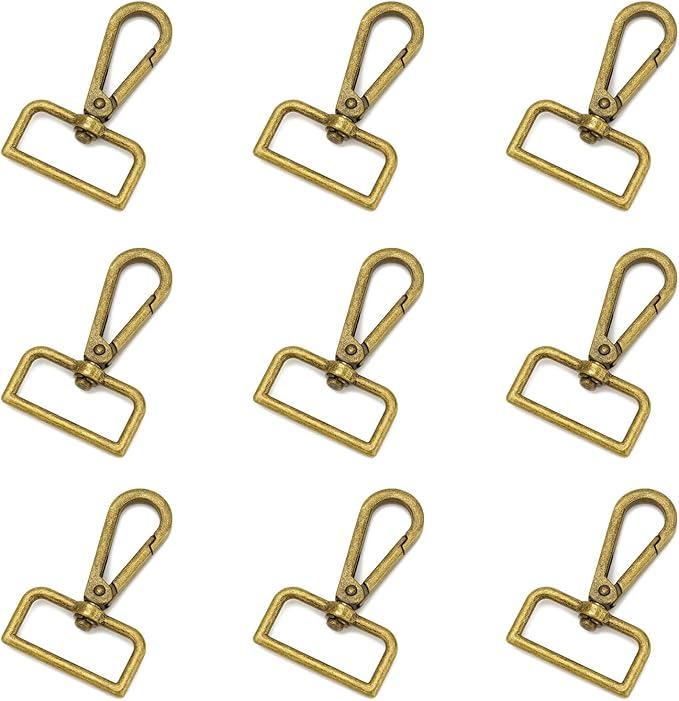 9 Pcs D Ring Swivel Lobster Claw Clasp Push Gate Snap Hooks Trigger Clips for DIY Crafts Keychain Purse Handbag Making,1-1/4 Inch Bronze