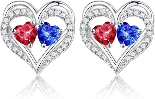 Iefil Valentines Day Gifts for Her - 925 Sterling Silver Birthstone Earrings, Anniversary Birthday Gifts for Women Wife Girlfriend Mom