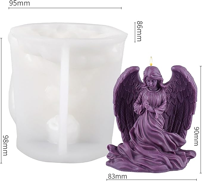 Large Wing Angel Maria Nativity Scene Silicone Wave Spiral Candle Mold - Silicone Resin Casting Molds for Candle & Resin & Soap Craft Supplies