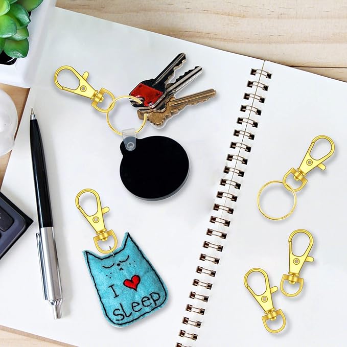 120PCS Premium Swivel Lanyard Snap Hook with Key Rings, Metal Keychain Hooks for Jewelry Making, Crafts (Gold)