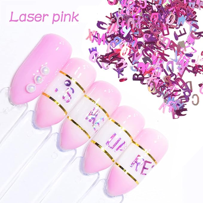 12 Colors Letter Nail Art Glitter Sequins, 3D Sparkly Alphabet Nail Flakse Designs, Letters Nail Art Sequins Supplies for Women Girls Manicure Charms Decorations, DIY Shiny Letter Resin Nail Art Tips