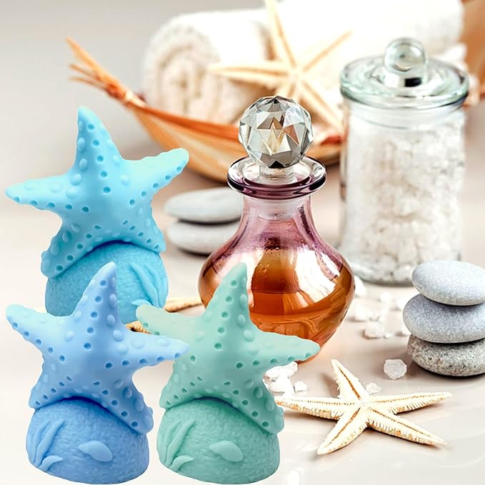 ZQYSING Starfish Candle Mold for Candle Making, Ocean Beach Sea Silicone Molds for Epoxy Resin Candle Wax Soap Clay Gypsum Home Decoration