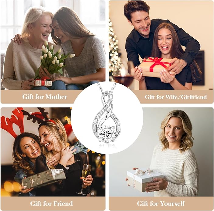 KRZ Anniversary Jewelry Gift for Wife, 925 Sterling Silver with Gold Plated Birthday Christmas Valentines Day Gift - Love Card Present for Wife Her Women Girlfriend