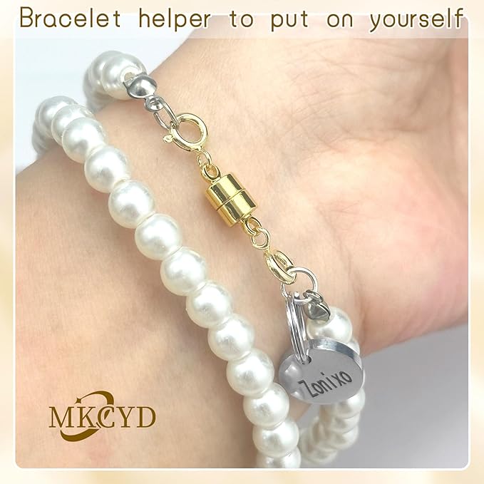 Double Magnetic Necklace Clasps and Closures, Necklace Extenders for Women, 14K Gold and Silver Magnetic Jewelry Clasps for Bracelets