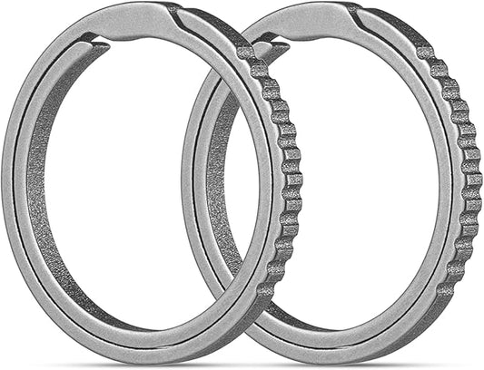 TISUR Titanium Keychain Rings, Split Side Pushing Key Rings Heavy Duty Black Key Ring For Key Chain Carabiner Dog Tag Ring
