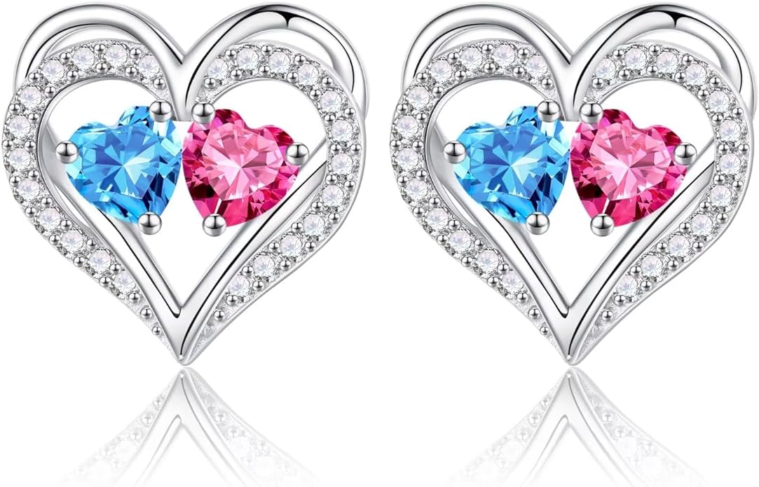 Iefil Valentines Day Gifts for Her - 925 Sterling Silver Birthstone Earrings, Anniversary Birthday Gifts for Women Wife Girlfriend Mom
