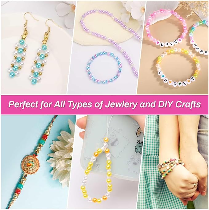 4500Pcs 6mm Pearl Beads for Bracelets Making 56 Colors, Small Round Pearl Bracelet Beads for Crafts, Jewelry, Necklace Earrings Bracelets