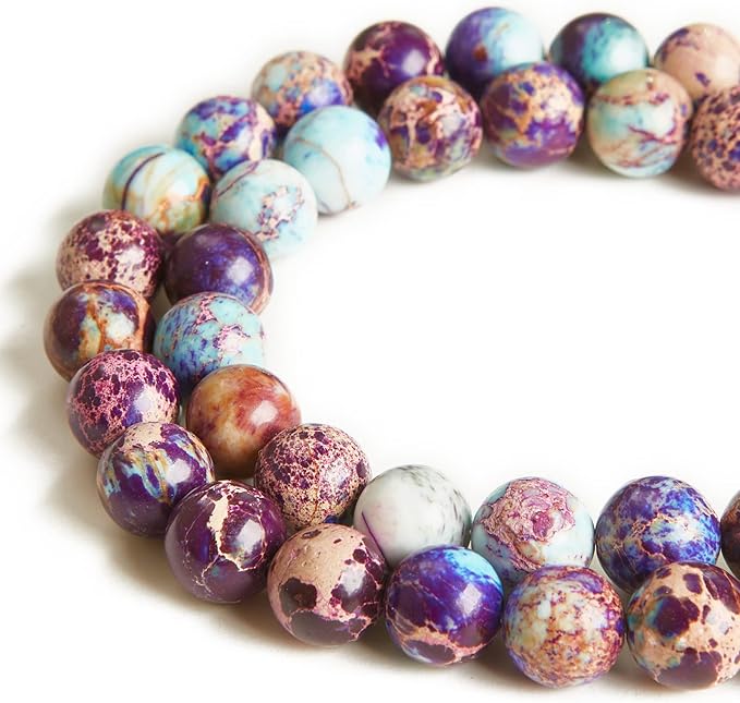 100pcs 8mm Colorful Imperial Jasper Beads Natural Gemstone Beads Round Loose Beads for Jewelry Making