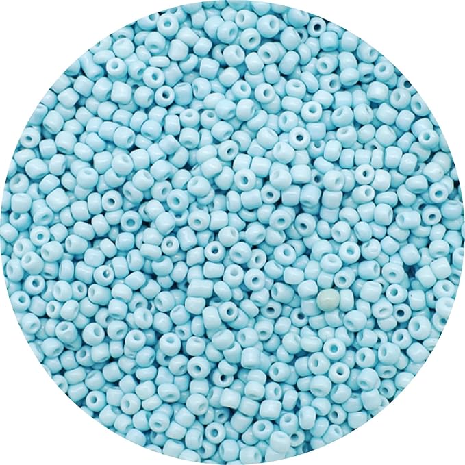 THUTEP 8000 pcs 3mm Seed Beads, Tiny Craft Beads for Bracelet Making, Bracelet Kits for DIY Jewelry Craft (Lightlakeblue)
