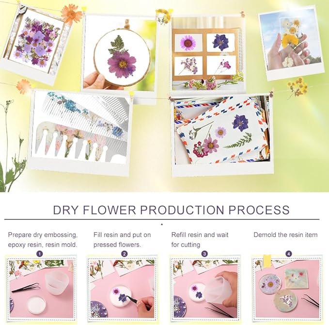 100Pcs Natural Pressed Dried Flowers Resin, Dry Flowers for Resin Accessories, Dried Flower for Scrapbooking DIY Art Crafts, Epoxy Resin Jewelry Molds, Candle, Nails Décor, Craft Making