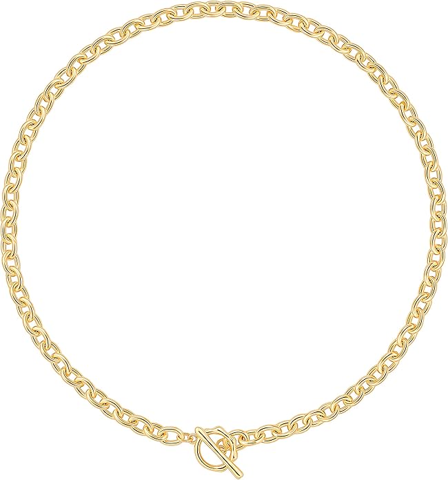 Aobei Pearl 18K Gold Plated Paperclip Chain Choker Satellite Chain Freshwater Cultured Biwa Pearl Pendant Necklace Dainty Jewelry for Women