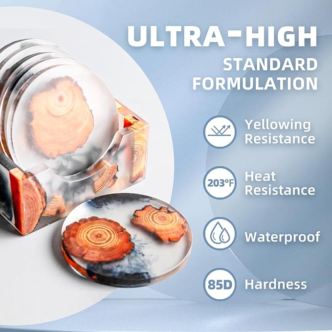 1 Gallon Crystal Clear Epoxy Resin Kit - 1:1 Mixing Ratio, Bubble Free & Anti-Yellowing - High Gloss Casting & Coating Resin for Jewelry, River Tables, Bar Top, Countertops & Wood - Heat Resistant