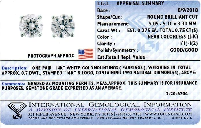 1/6 to 2 Carat Diamond Round Stud Earrings in 14k White or Yellow Gold (I1-I2, cttw) 4-Prong Basket Screw Back by Diamond Wish