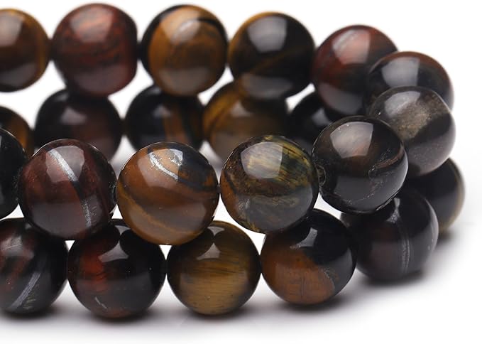 6mm Natural Stone Beads for Jewelry Making,Colorful Tiger Eye Polished Smooth Round Gemstone Beads for Bracelet Necklace 15 Inch