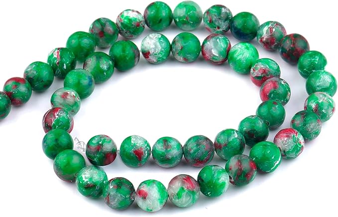 Youngbling Natural Gemstone Beads for Jewelry Making,8mm Green Imperial Jasper Polished Round Smooth Stone Beads for Bracelet Necklace 15 Inch(Green Imperial Jasper,8mm)