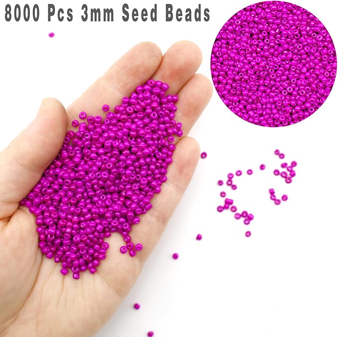 THUTEP 8000 pcs 3mm Seed Beads, Tiny Craft Beads for Bracelet Making, Bracelet Kits for DIY Jewelry Craft (Deeppurple)