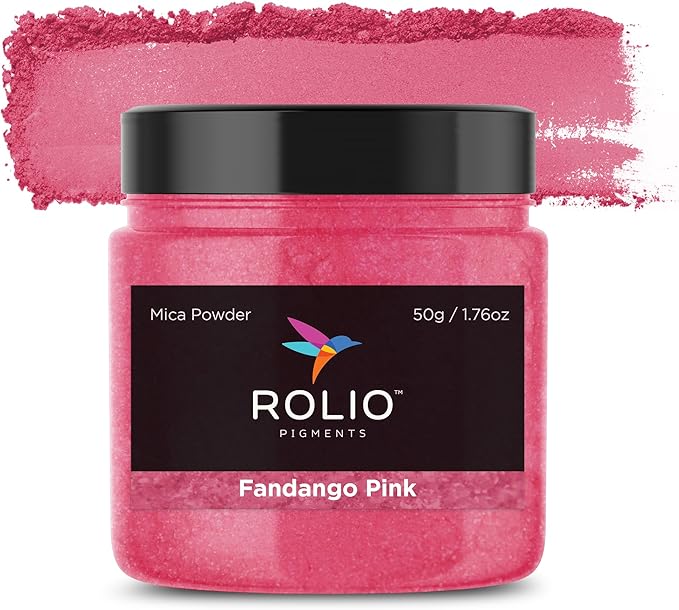 Rolio Premium Mica Powder - Fandango Pink (50G / 1.76oz) - 1 Jar of Pink Pigment Powder for Epoxy Resin, Dye, Soap Making, Nail Polish, Paint, Candle Making, Bath Bombs, Slime