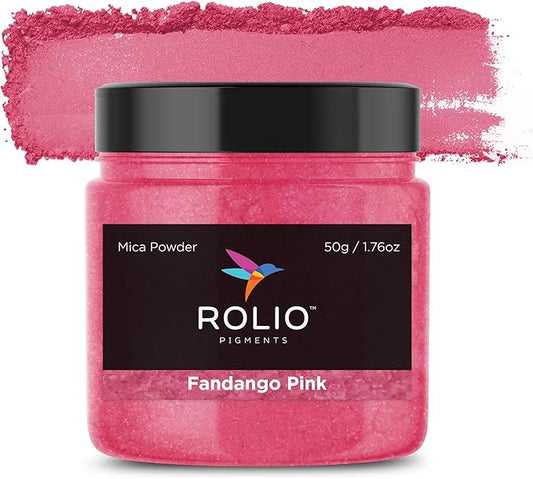 Rolio Premium Mica Powder - Fandango Pink (50G / 1.76oz) - 1 Jar of Pink Pigment Powder for Epoxy Resin, Dye, Soap Making, Nail Polish, Paint, Candle Making, Bath Bombs, Slime