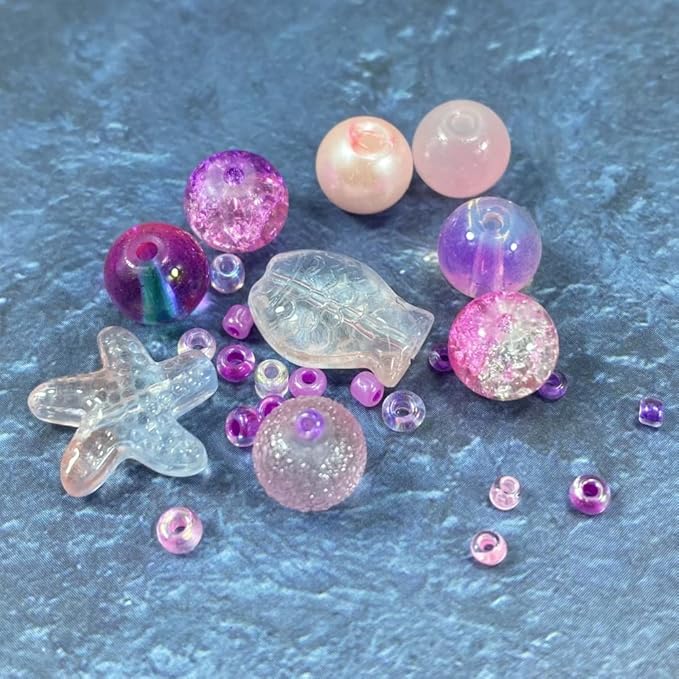 Assorted Glass Resin Beads Multi Size Colors Smooth Cracked Gravel Millet Spacer Beads for Bracelets Necklace Earring DIY Jewelry Making Craft(Sakura Pink Series)