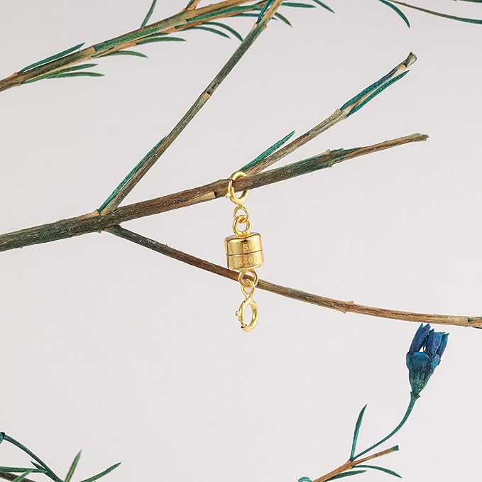 925 Sterling Silver Magnetic Necklace Clasps and Closures, 14K Gold Plated Spring Clasps Magnetic Connector Clasp for Bracelet Anklet Neckalce DIY Jewelry Making Supplies