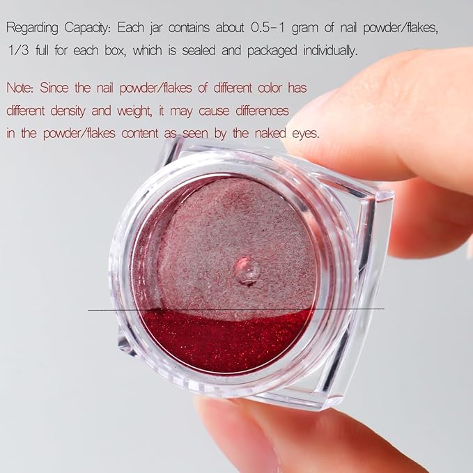 22Jars Chrome Nail Powder Set, Holographic Metallic Mirror Effect Pigment Iridescent Aurora Pearl Dust Kit with Shiny Gold & Silver Glitter Foils Flakes for Manicure Decor, DIY Resin Craft