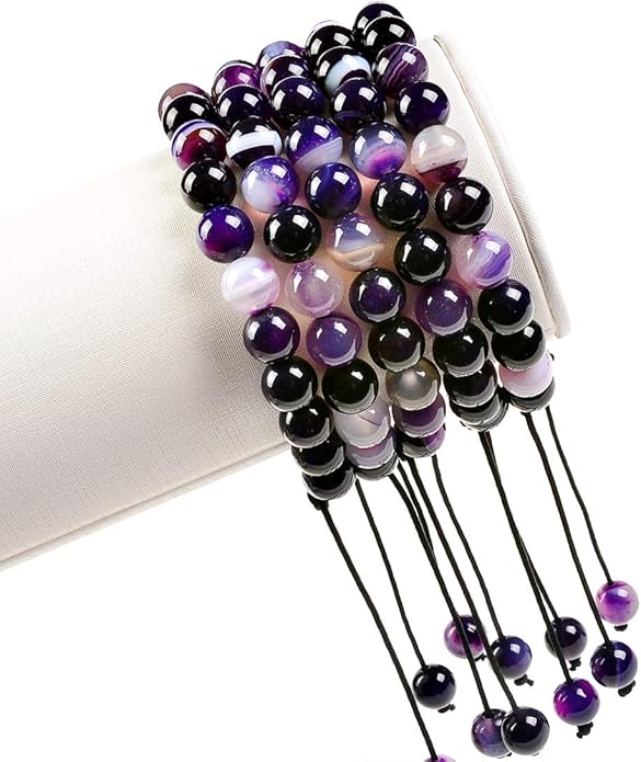 MASSIVE BEADS Natural Healing Power Gemstone Crystal Beads Unisex Adjustable Macrame Bracelets