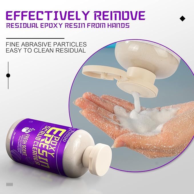 Puduo Resin Cleaner Water Softener, Epoxy Resin Remover, Resin Remover Tools, Cleaner for Epoxy Resin, UV Resin, Resin Molds, 8 OZ Epoxy Hand Scrub Cleaner/Hand Soap (8 OZ)