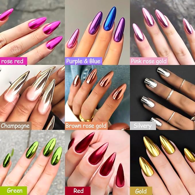 36 Jars Chrome Nail Powder Kit, Metallic Mirror Chrome Powder Pigment for Gel Nails, Holographic Mirror Glitter Rub Dust Set for Nail Art Decoration Home DIY Salon Use